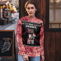 Personalised New Zealand Tiki Christmas Ugly Christmas Sweater Ho Ho Ho Paua Shell Glitter Red LT05 - Polynesian Pride
