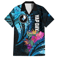 Personalised FSM Yap State Day Family Matching Off Shoulder Long Sleeve Dress and Hawaiian Shirt Tropical Flowers Tribal Pattern LT05 Dad's Shirt - Short Sleeve Blue - Polynesian Pride