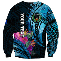 Personalised FSM Pohnpei State Sweatshirt Tropical Flowers Tribal Pattern LT05 - Polynesian Pride