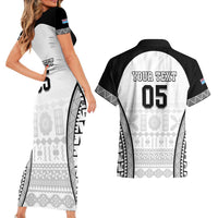 Custom Fiji Tapa Football Couples Matching Short Sleeve Bodycon Dress and Hawaiian Shirt Sporty Style LT05 - Polynesian Pride
