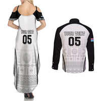 Custom Fiji Tapa Football Couples Matching Summer Maxi Dress and Long Sleeve Button Shirt Sporty Style LT05 - Polynesian Pride