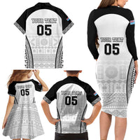 Custom Fiji Tapa Football Family Matching Long Sleeve Bodycon Dress and Hawaiian Shirt Sporty Style LT05 - Polynesian Pride
