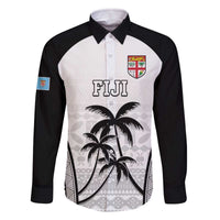 Custom Fiji Tapa Football Family Matching Off The Shoulder Long Sleeve Dress and Hawaiian Shirt Sporty Style LT05 Dad's Shirt - Long Sleeve White - Polynesian Pride