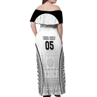 Custom Fiji Tapa Football Off Shoulder Maxi Dress Sporty Style LT05 - Polynesian Pride