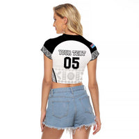 Custom Fiji Tapa Football Raglan Cropped T Shirt Sporty Style LT05 - Polynesian Pride