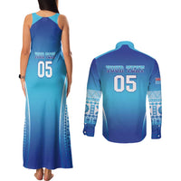 Custom Fiji Football Couples Matching Tank Maxi Dress and Long Sleeve Button Shirt Fijian Tapa Pattern LT05 - Polynesian Pride