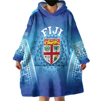 Custom Fiji Football Wearable Blanket Hoodie Fijian Tapa Pattern LT05 - Polynesian Pride