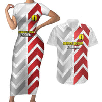 Custom New Caledonia Football Couples Matching Short Sleeve Bodycon Dress and Hawaiian Shirt Unique Style LT05 Red - Polynesian Pride