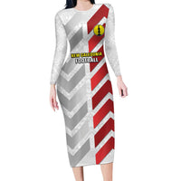 Custom New Caledonia Football Family Matching Long Sleeve Bodycon Dress and Hawaiian Shirt Unique Style LT05 Mom's Dress Red - Polynesian Pride