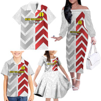 Custom New Caledonia Football Family Matching Off The Shoulder Long Sleeve Dress and Hawaiian Shirt Unique Style LT05 - Polynesian Pride