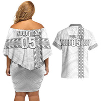 Custom New Caledonia Football Couples Matching Off Shoulder Short Dress and Hawaiian Shirt Go The Kagus LT05 - Polynesian Pride