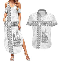 Custom New Caledonia Football Couples Matching Summer Maxi Dress and Hawaiian Shirt Go The Kagus LT05 White - Polynesian Pride