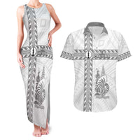 Custom New Caledonia Football Couples Matching Tank Maxi Dress and Hawaiian Shirt Go The Kagus LT05 White - Polynesian Pride
