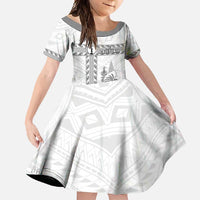 Custom New Caledonia Football Family Matching Tank Maxi Dress and Hawaiian Shirt Go The Kagus LT05 Daughter's Dress White - Polynesian Pride