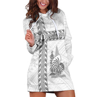 Custom New Caledonia Football Hoodie Dress Go The Kagus LT05 White - Polynesian Pride