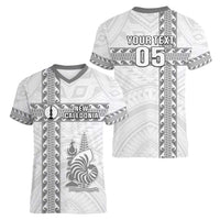 Custom New Caledonia Football Women V-Neck T-Shirt Go The Kagus LT05 - Polynesian Pride