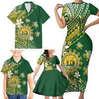 Cook Islands 15 Finest Family Matching Short Sleeve Bodycon Dress and Hawaiian Shirt Plumeria Polynesian Turtle LT05 - Polynesian Pride