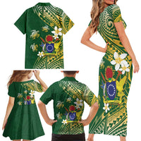 Cook Islands 15 Finest Family Matching Short Sleeve Bodycon Dress and Hawaiian Shirt Plumeria Polynesian Turtle LT05 - Polynesian Pride