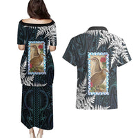 New Zealand Weka Couples Matching Puletasi and Hawaiian Shirt Maori Hen Koru Pattern - Polynesian Pride