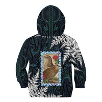 New Zealand Weka Kid Hoodie Maori Hen Koru Pattern - Polynesian Pride