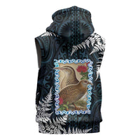New Zealand Weka Sleeveless Hoodie Maori Hen Koru Pattern - Polynesian Pride