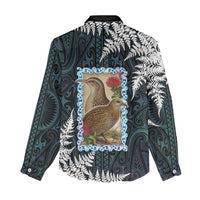 New Zealand Weka Women Casual Shirt Maori Hen Koru Pattern - Polynesian Pride