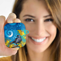 New Zealand Kokako Bird AirPods Case Maori Koru With Kowhai Flowers LT05 - Polynesian Pride