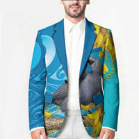 New Zealand Kokako Bird Blazer Maori Koru With Kowhai Flowers LT05 - Polynesian Pride