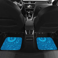 New Zealand Kokako Bird Car Mats Maori Koru With Kowhai Flowers LT05 Set 2pcs - Back Aqua - Polynesian Pride