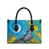 New Zealand Kokako Bird Leather Bag Maori Koru With Kowhai Flowers LT05 - Polynesian Pride