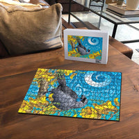 New Zealand Kokako Bird Puzzle Maori Koru With Kowhai Flowers - Polynesian Pride