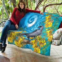 New Zealand Kokako Bird Quilt Maori Koru With Kowhai Flowers LT05 - Polynesian Pride