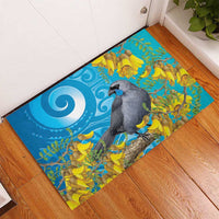New Zealand Kokako Bird Rubber Doormat Maori Koru With Kowhai Flowers LT05 - Polynesian Pride