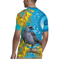 New Zealand Kokako Bird Rugby Jersey Maori Koru With Kowhai Flowers LT05 - Polynesian Pride