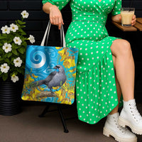 New Zealand Kokako Bird Tote Bag Maori Koru With Kowhai Flowers LT05 - Polynesian Pride