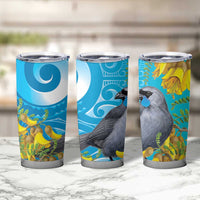 New Zealand Kokako Bird Tumbler Cup Maori Koru With Kowhai Flowers LT05 - Polynesian Pride