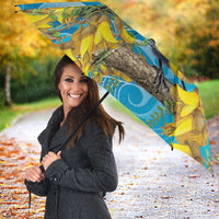 New Zealand Kokako Bird Umbrella Maori Koru With Kowhai Flowers LT05 - Polynesian Pride