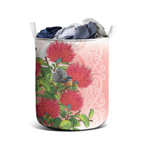New Zealand Fantail Laundry Basket Maori Koru With Pohutukawa Flowers LT05 - Polynesian Pride
