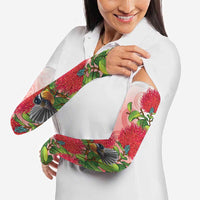 New Zealand Fantail Arm Sleeves Maori Koru With Pohutukawa Flowers LT05 - Polynesian Pride
