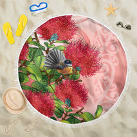 New Zealand Fantail Beach Blanket Maori Koru With Pohutukawa Flowers LT05 One Size 150cm Red - Polynesian Pride