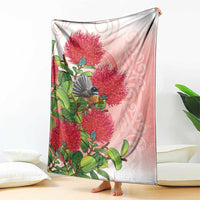 New Zealand Fantail Blanket Maori Koru With Pohutukawa Flowers LT05 - Polynesian Pride