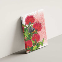 New Zealand Fantail Canvas Wall Art Maori Koru With Pohutukawa Flowers LT05 - Polynesian Pride