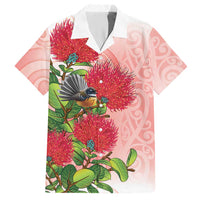 New Zealand Fantail Hawaiian Shirt Maori Koru With Pohutukawa Flowers LT05 Red - Polynesian Pride