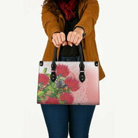New Zealand Fantail Leather Bag Maori Koru With Pohutukawa Flowers LT05 - Polynesian Pride