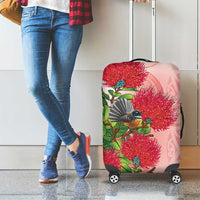 New Zealand Fantail Luggage Cover Maori Koru With Pohutukawa Flowers - Polynesian Pride