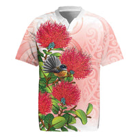 New Zealand Fantail Rugby Jersey Maori Koru With Pohutukawa Flowers LT05 Red - Polynesian Pride
