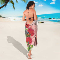 New Zealand Fantail Sarong Maori Koru With Pohutukawa Flowers LT05 - Polynesian Pride