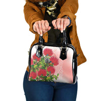 New Zealand Fantail Shoulder Handbag Maori Koru With Pohutukawa Flowers LT05 One Size Red - Polynesian Pride