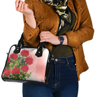 New Zealand Fantail Shoulder Handbag Maori Koru With Pohutukawa Flowers LT05 - Polynesian Pride