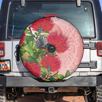 New Zealand Fantail Spare Tire Cover Maori Koru With Pohutukawa Flowers LT05 Red - Polynesian Pride